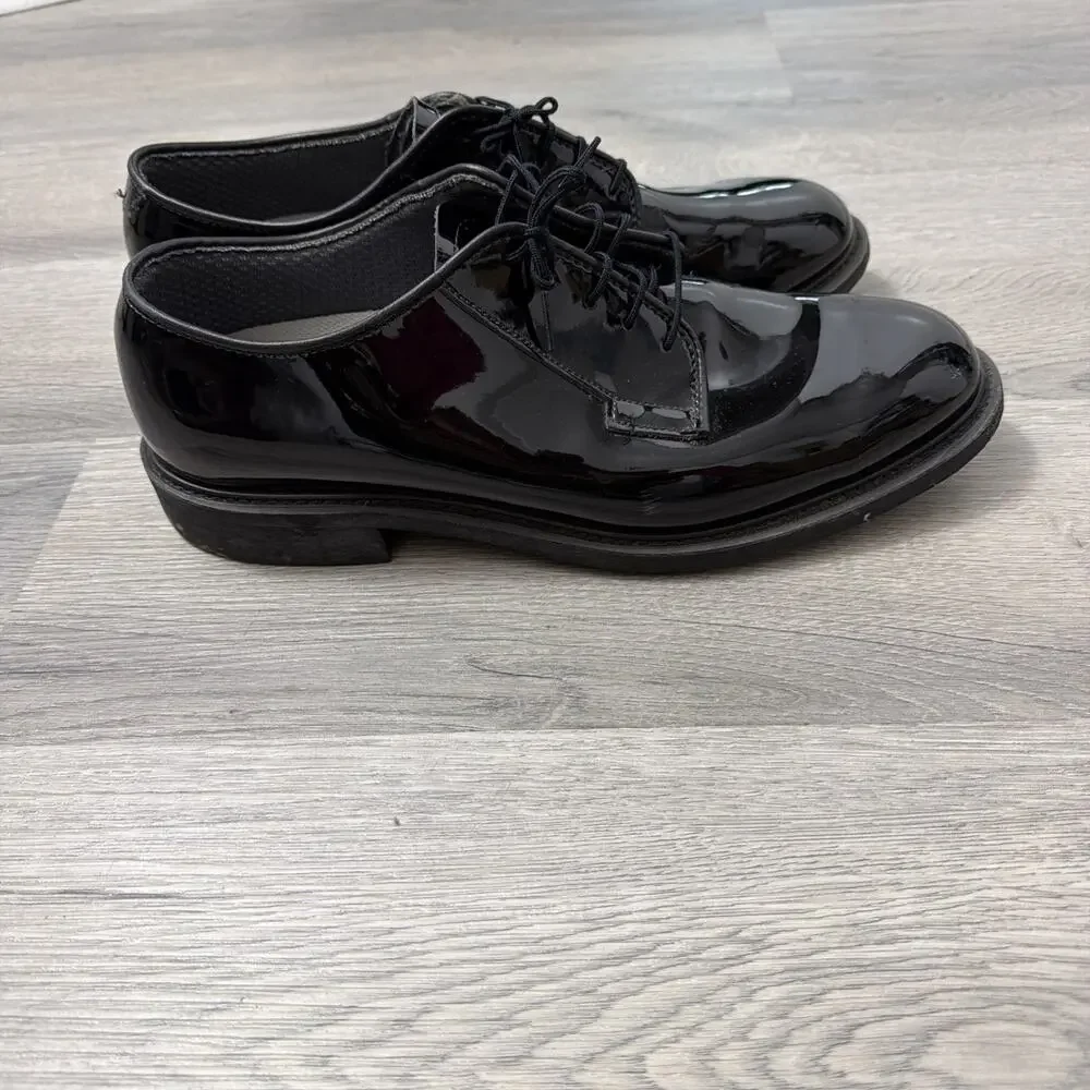Men’s Bates High Gloss Shiny Black Uniform Oxford Dress Shoes - Size 10D